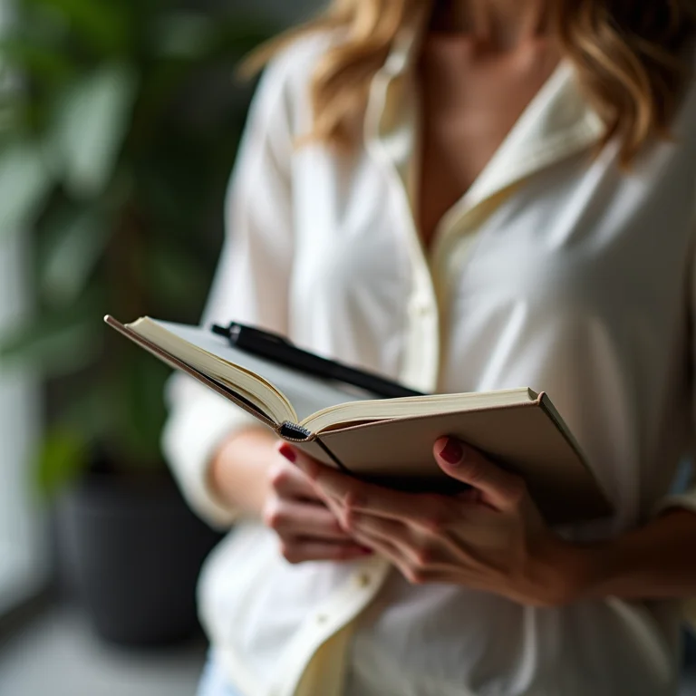 Mulher branca organizando follow-up pós-evento