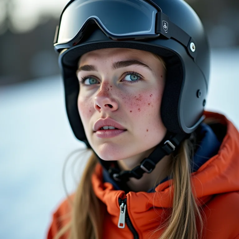 Mulher branca se preparando para corrida de luge