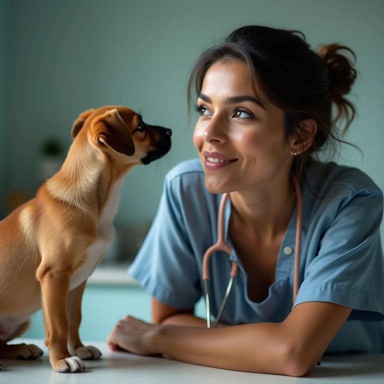 Mulher confusa olhando filhotes