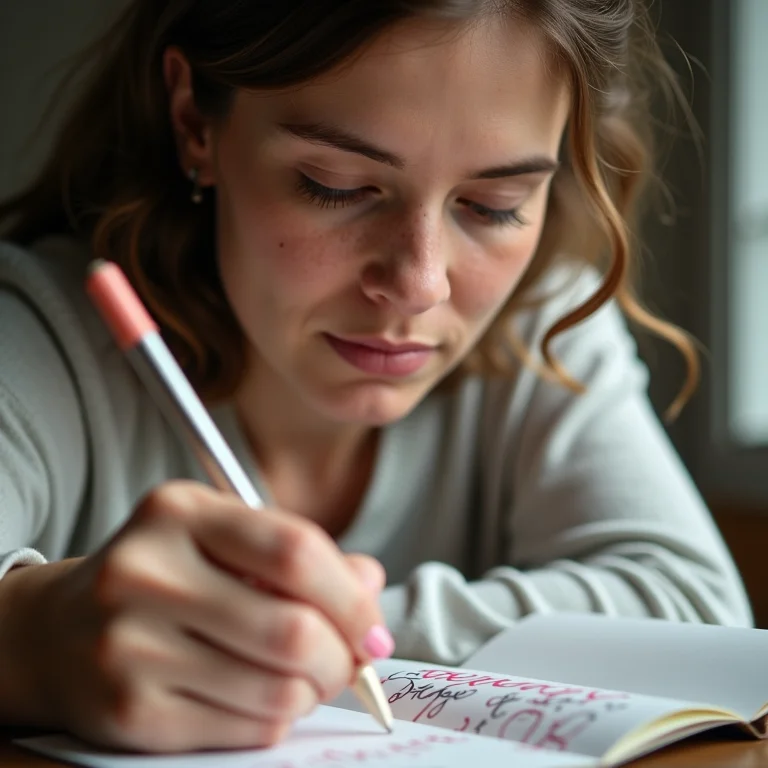 Mulher escrevendo cartão de aniversário
