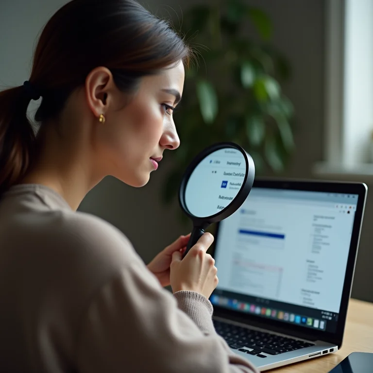 Mulher examinando extensões do navegador