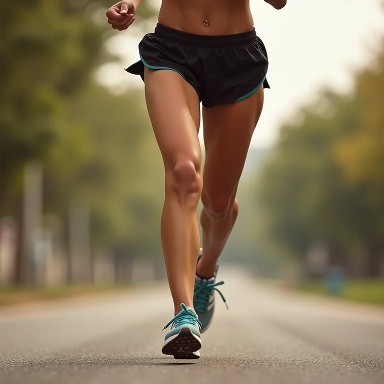 Mulher latina correndo com tênis de amortecimento.
