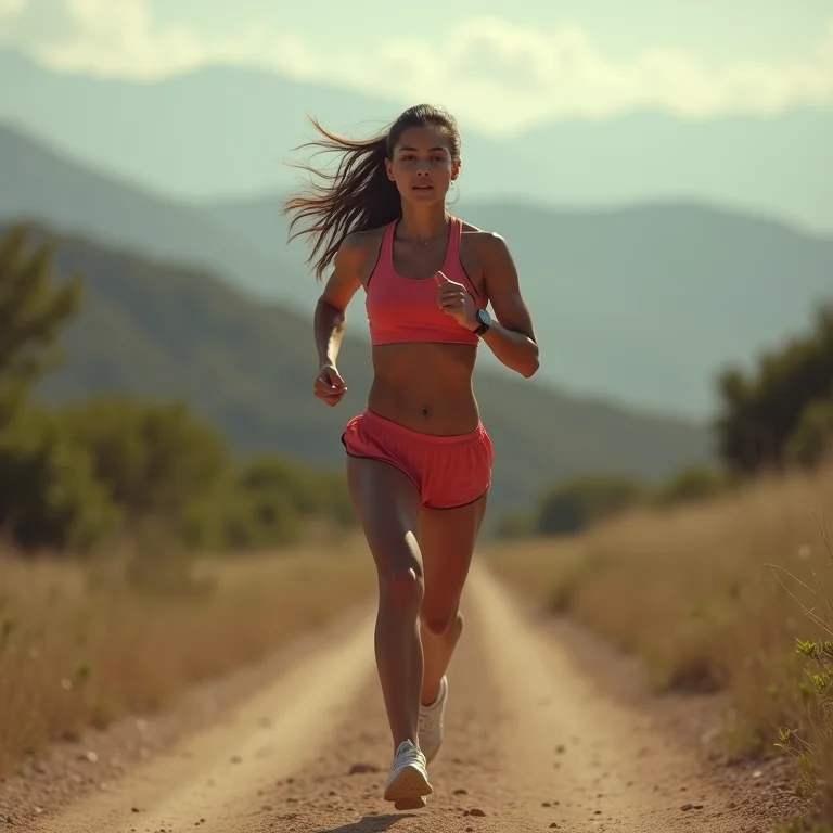 Mulher latina correndo em corrida de longa distância