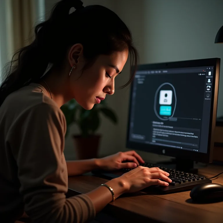 Mulher latina criando um pen drive bootável no computador
