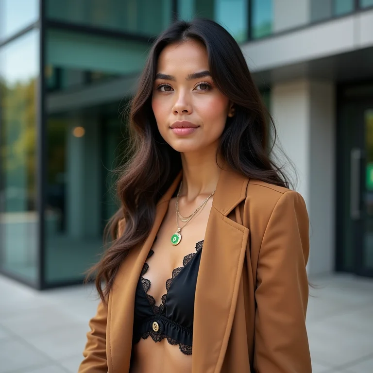 Mulher latina elegante esperando Cabify.