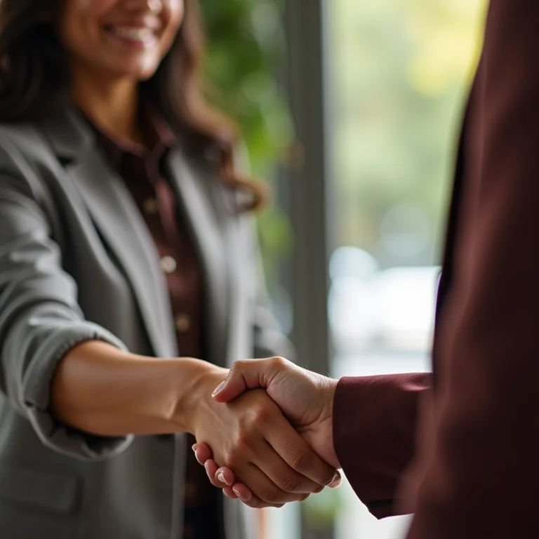 Mulher latina fechando negócio com cliente