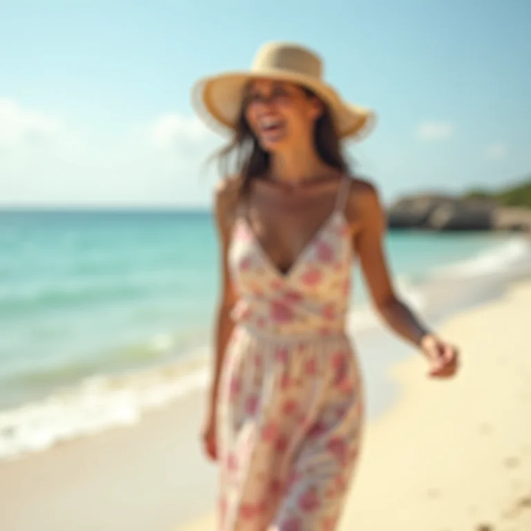Mulher latina sorrindo na praia de Maragogi