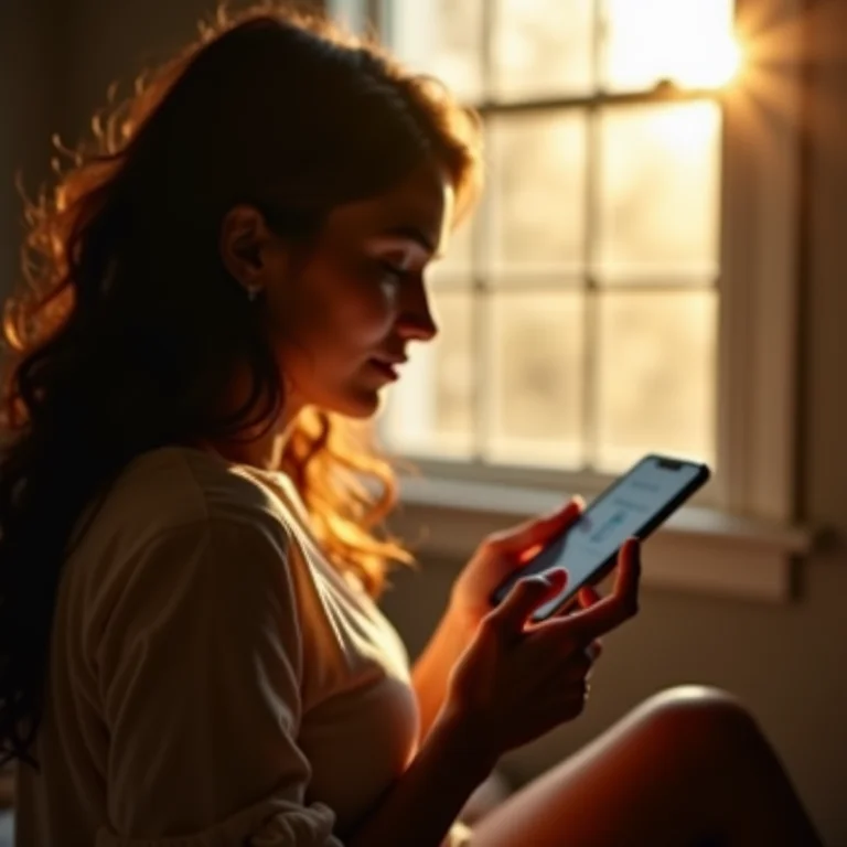 Mulher latina usando app para print no celular.