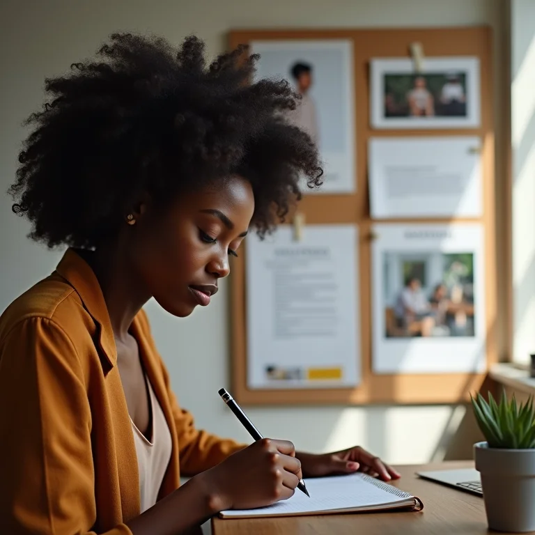 Mulher negra alinhando sua visão pessoal com a visão da empresa