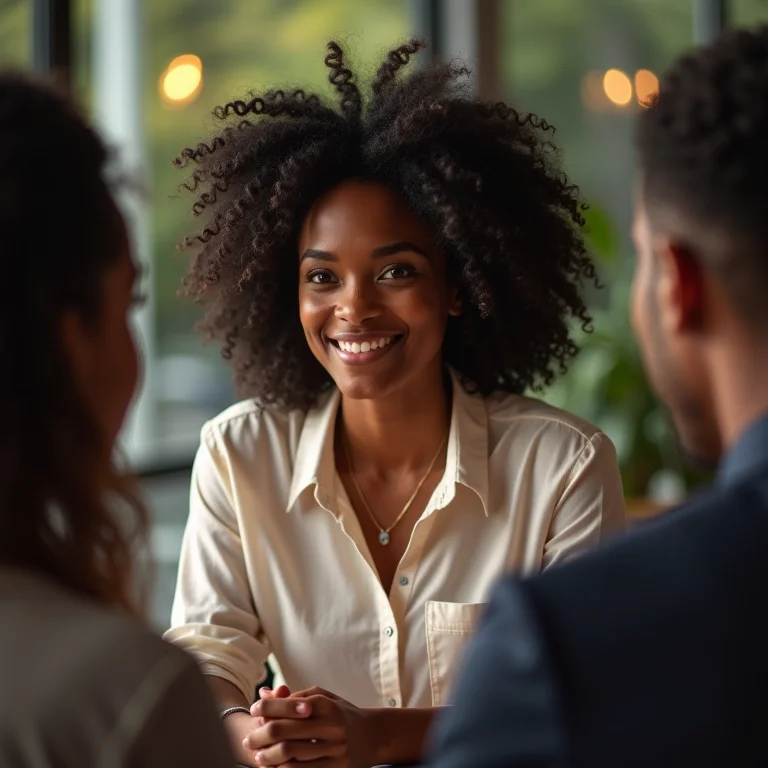 Mulher negra fazendo entrevista online