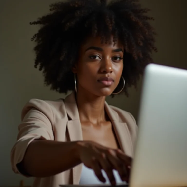Mulher negra fechando navegador infectado por vírus