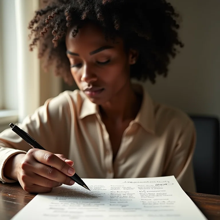 Mulher negra refletindo sobre feedback