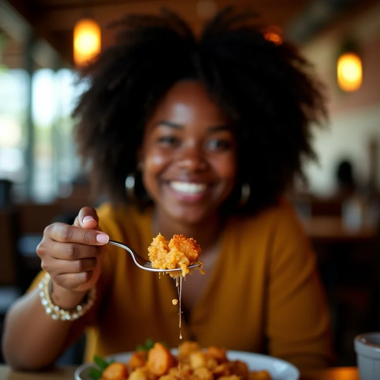 Mulher negra saboreando Chiclete de Camarão