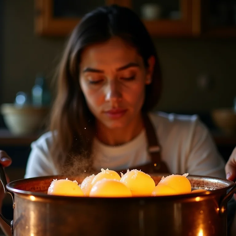 Mulher parda monitorando a caramelização da cocada queimada