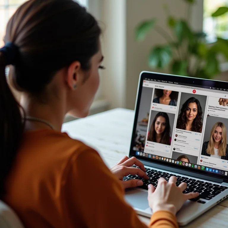 Mulher parda otimizando o perfil no Pinterest