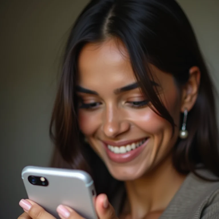 Mulher parda removendo fundo de vídeo no celular