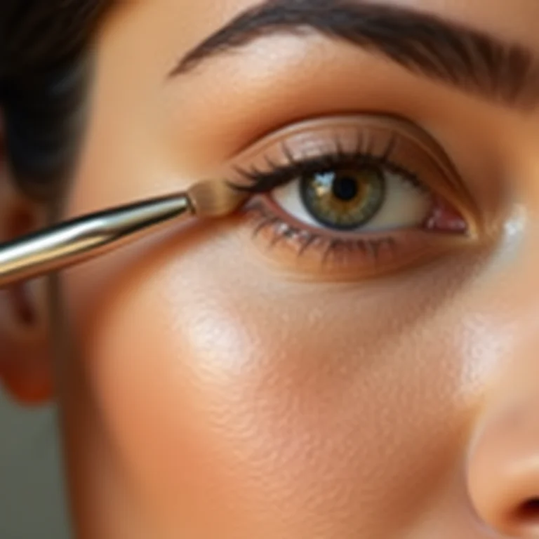 Mulher plus size aplicando corretivo na pálpebra