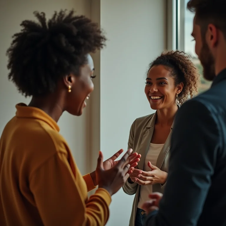 Mulher plus size oferecendo feedback positivo