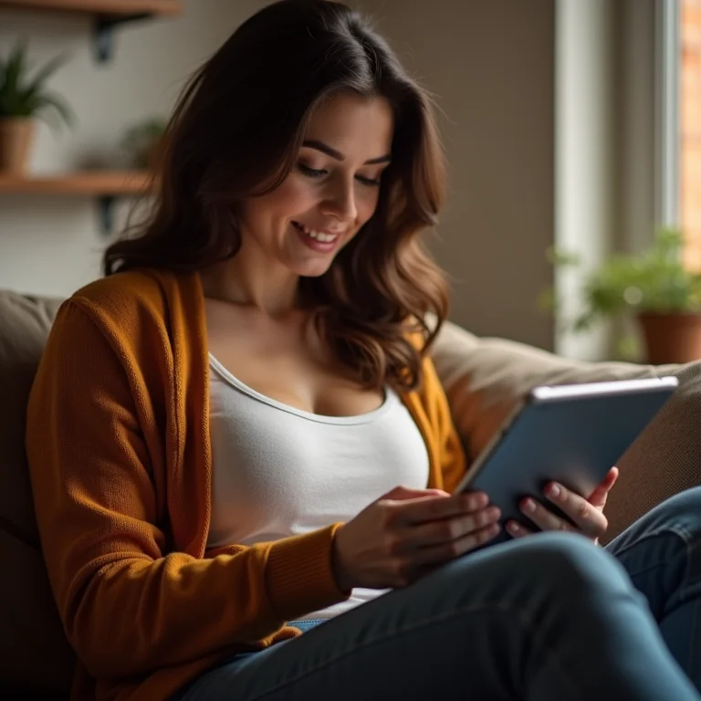 Mulher plus size procurando empregos em plataforma online