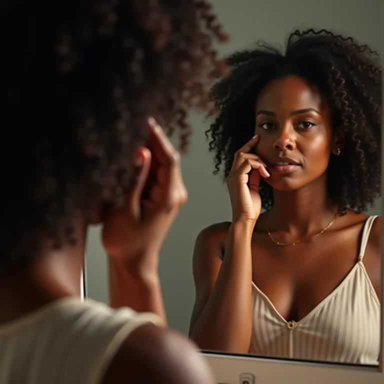 Mulher Plus Size refletindo no espelho