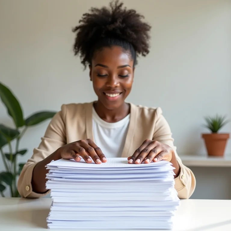 Mulher plus size triando currículos