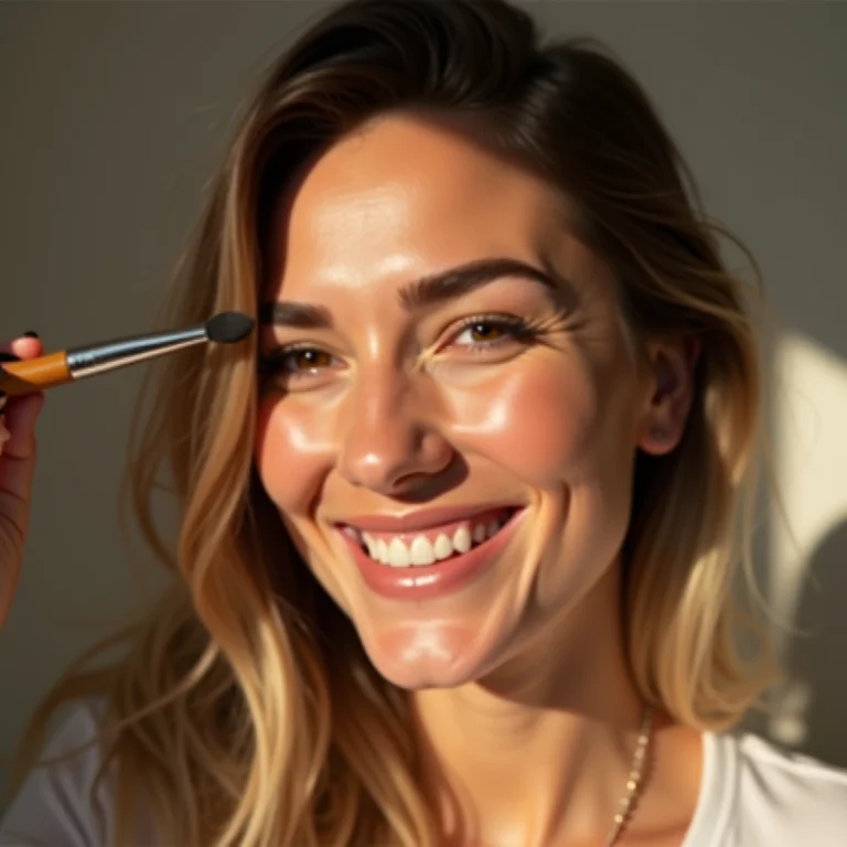 Mulher preenchendo a sobrancelha com sombra