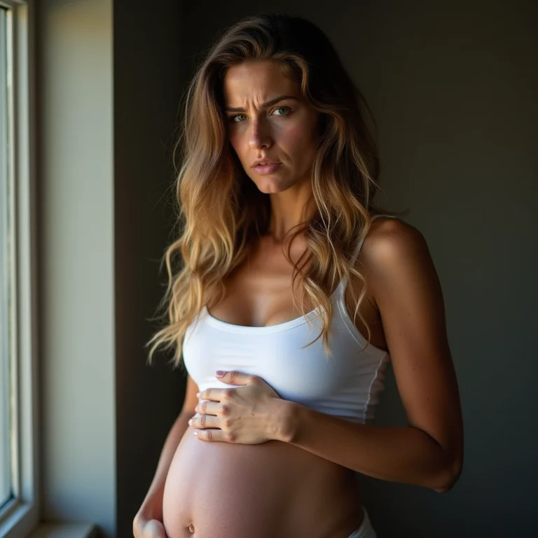 Mulher sentindo dores de estômago