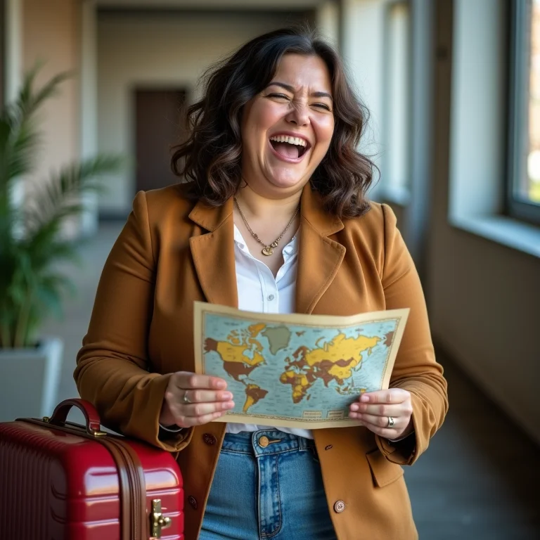 Mulher simulando situação em inglês