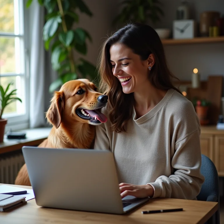 Mulher usando o Google Sheets para controlar a vacinação do cachorro