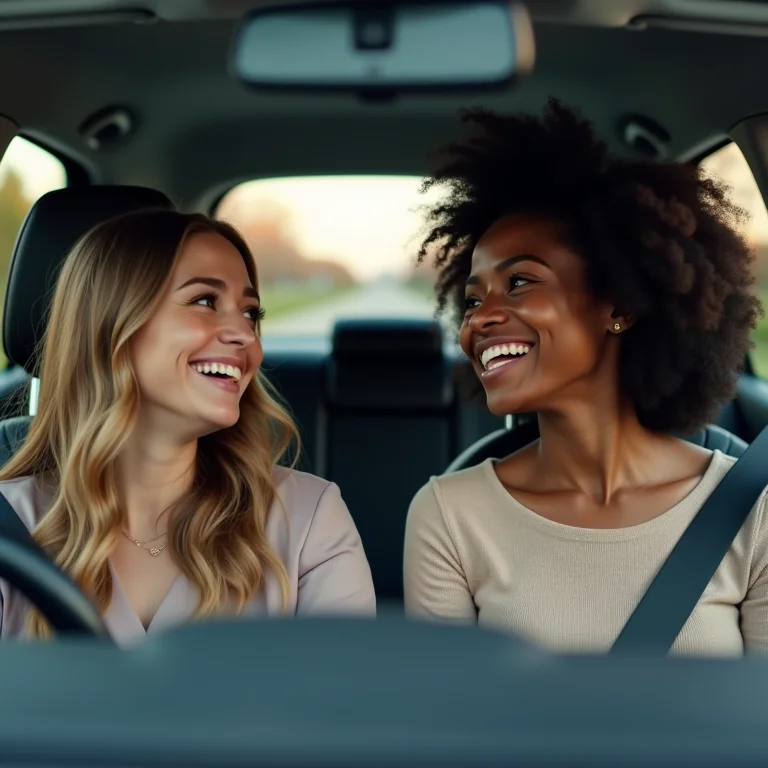 Mulheres diversas usando Waze Carpool.