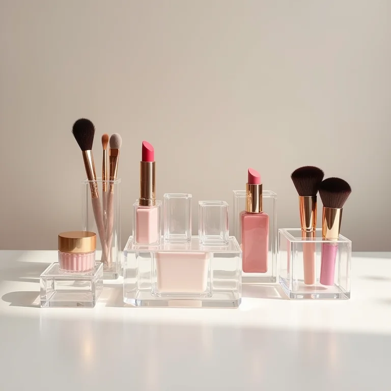 Opções de organizadores de maquiagem em acrílico