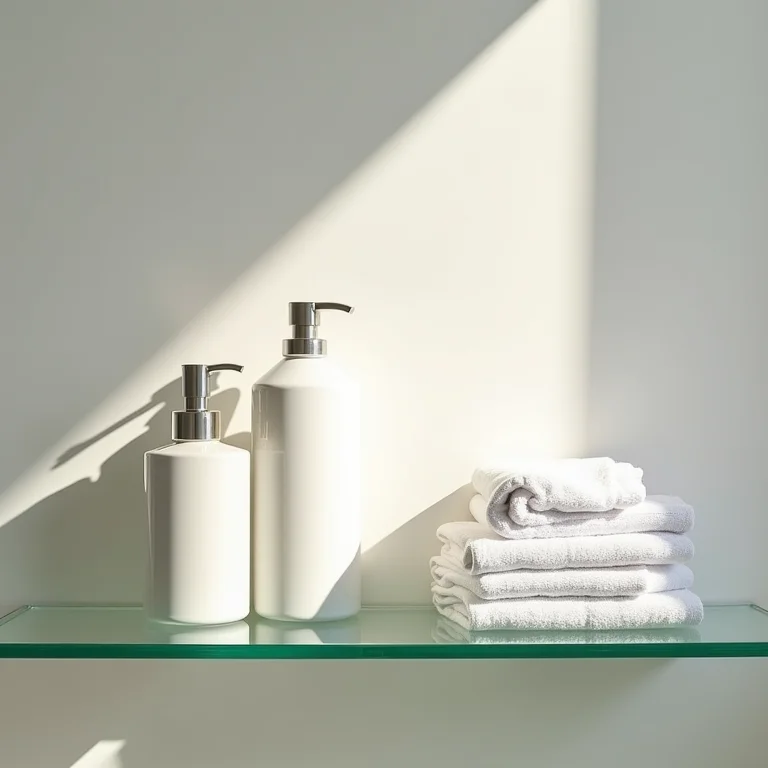 Organização em prateleiras de vidro