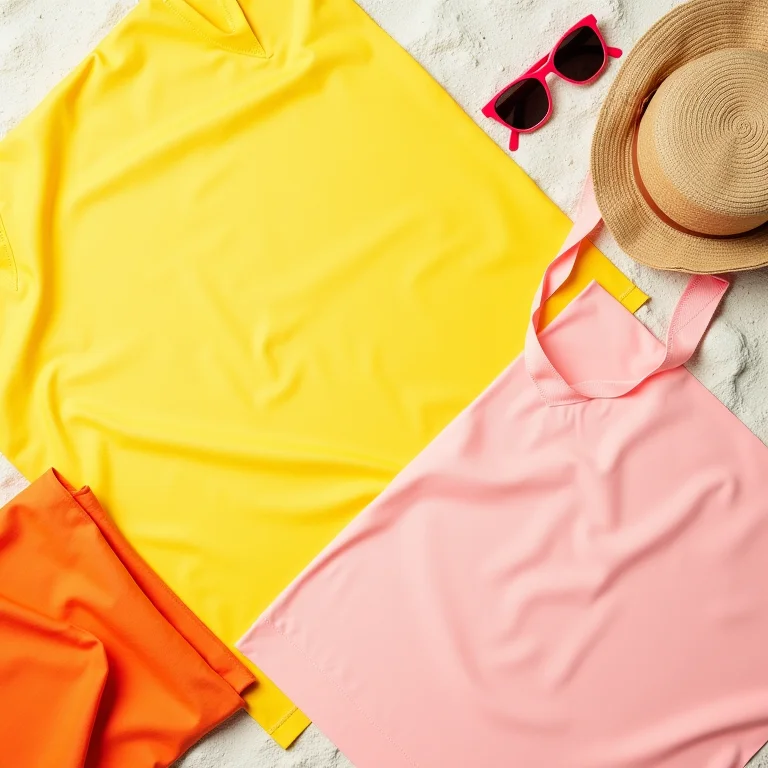 Paleta de cores vibrantes para looks de Ano Novo na praia.