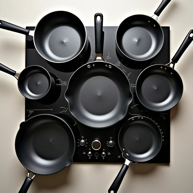 Panelas de diferentes tamanhos ao redor de um cooktop