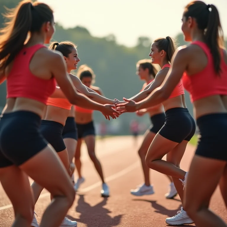 Passagem de bastão em corrida de revezamento