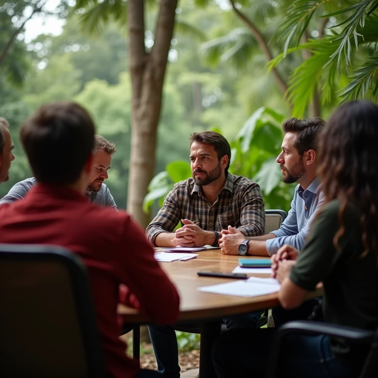 Pessoas debatendo sobre a utilidade da Arena da Amazônia.