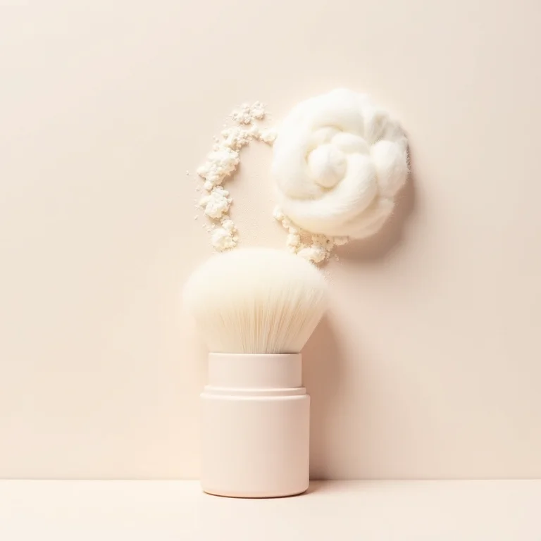 Pó translúcido e pincel de maquiagem