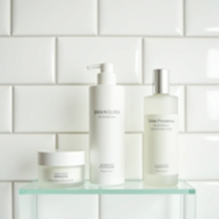 Prateleiras de vidro no banheiro