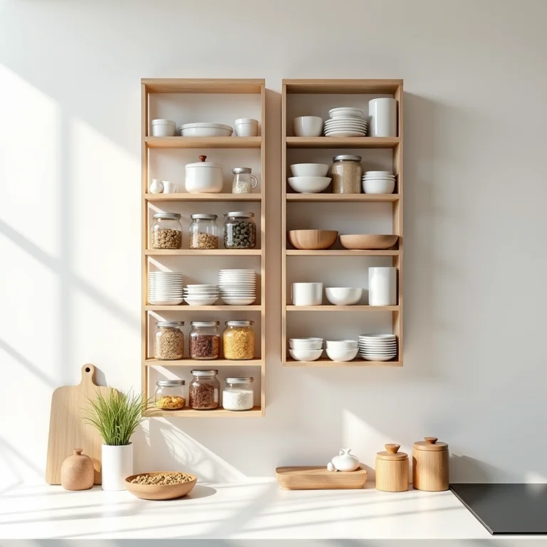 Prateleiras e nichos para otimizar o espaço vertical na cozinha