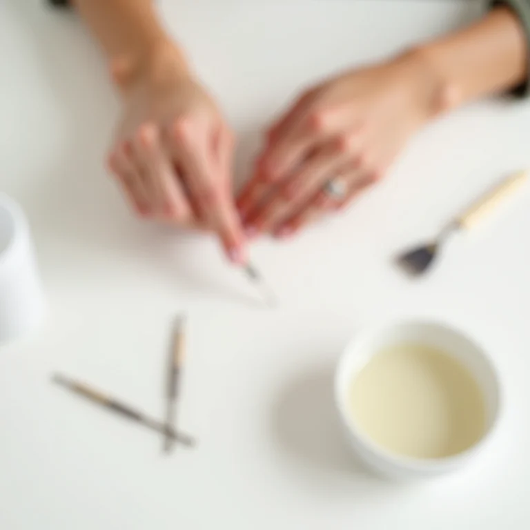 Preparação dos materiais para cuidar das cutículas em casa.