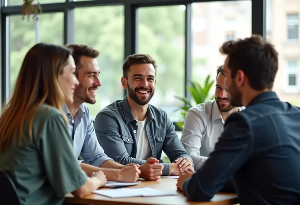 Profissionais diversos em evento de networking