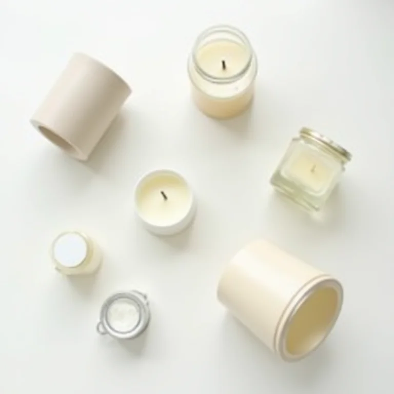 Recipientes diferentes para velas artesanais.
