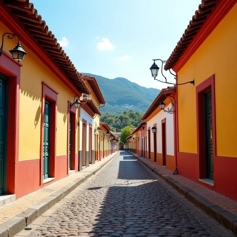 Rua de paralelepípedos no centro histórico de Porto Seguro