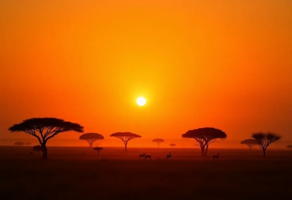 Savana Queniana ao pôr do sol