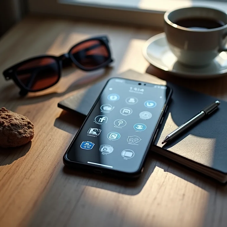 Smartphone mostrando aplicativos de mídia social.