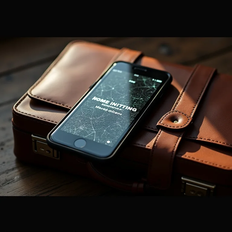 Smartphone quebrado com mensagens criptografadas.