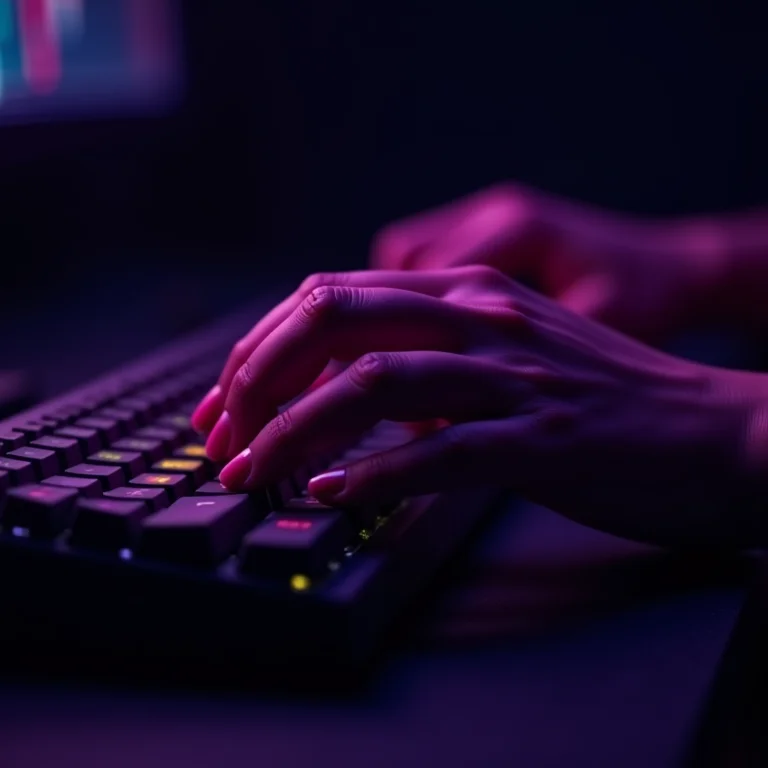 Teclado mecânico com iluminação RGB.