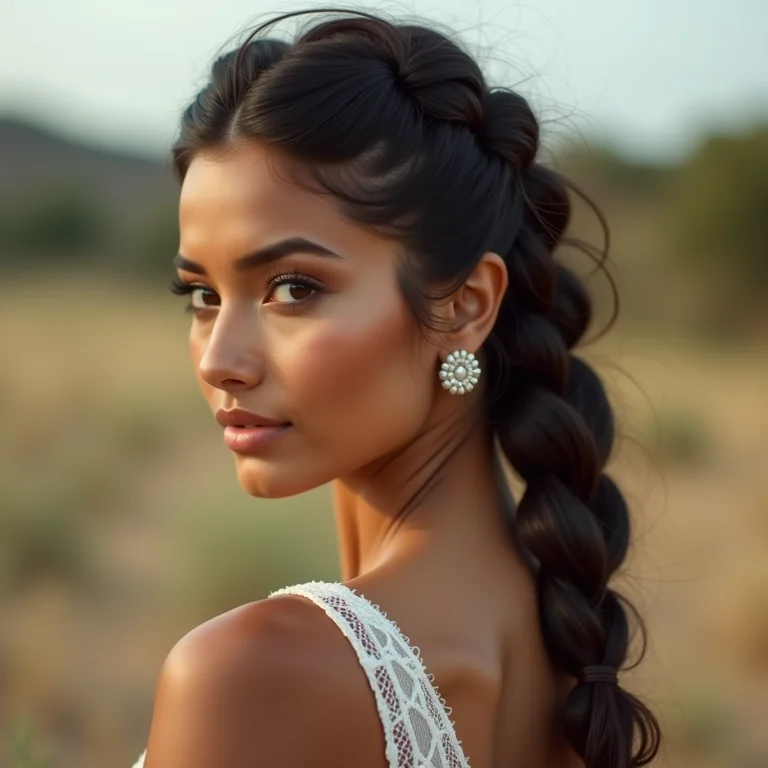 Trança lateral embutida para festa