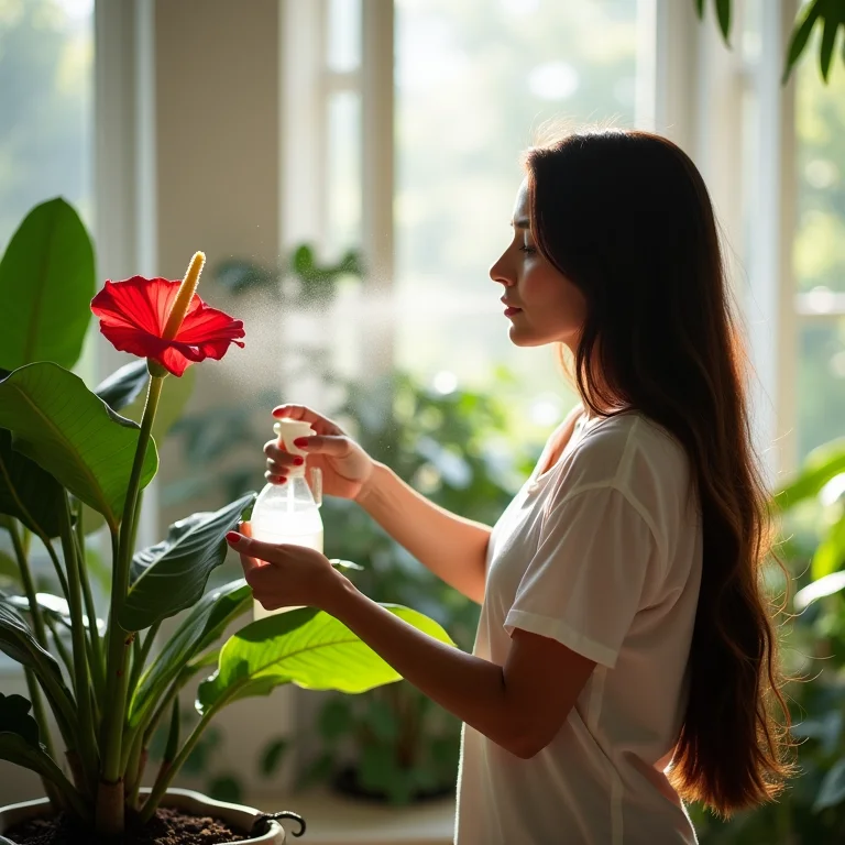 Umidificando antúrio para um ambiente tropical