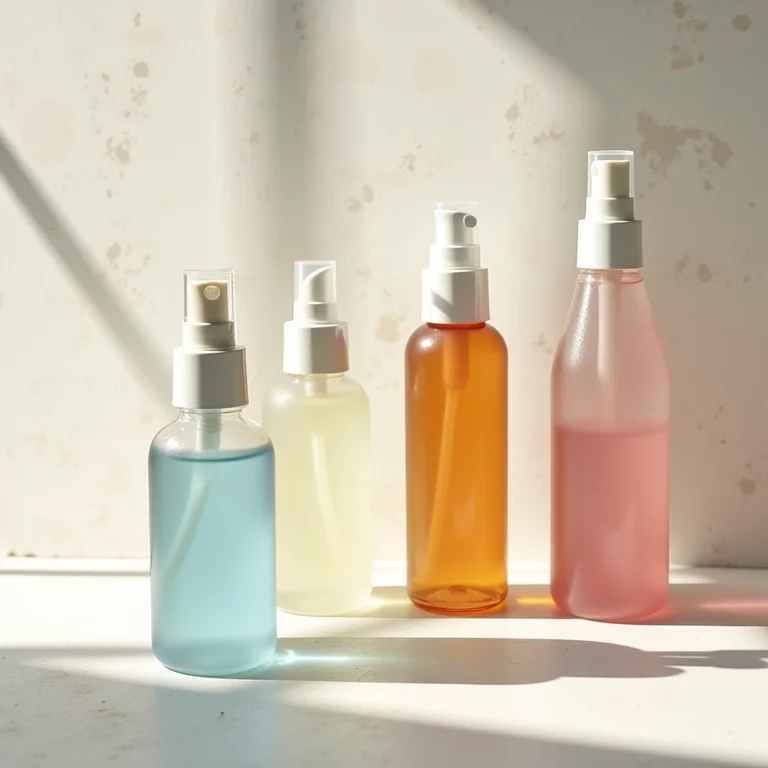 Variedade de brumas faciais em fotografia de produto